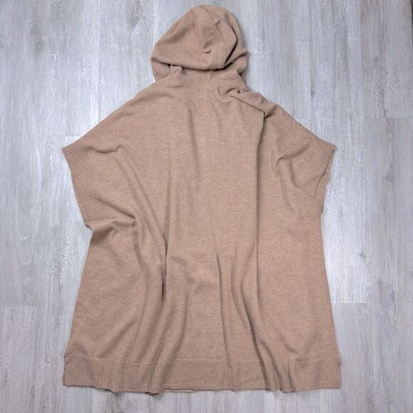 Cashmere Hooded Open Poncho Cardigan M - Picture 4 of 4